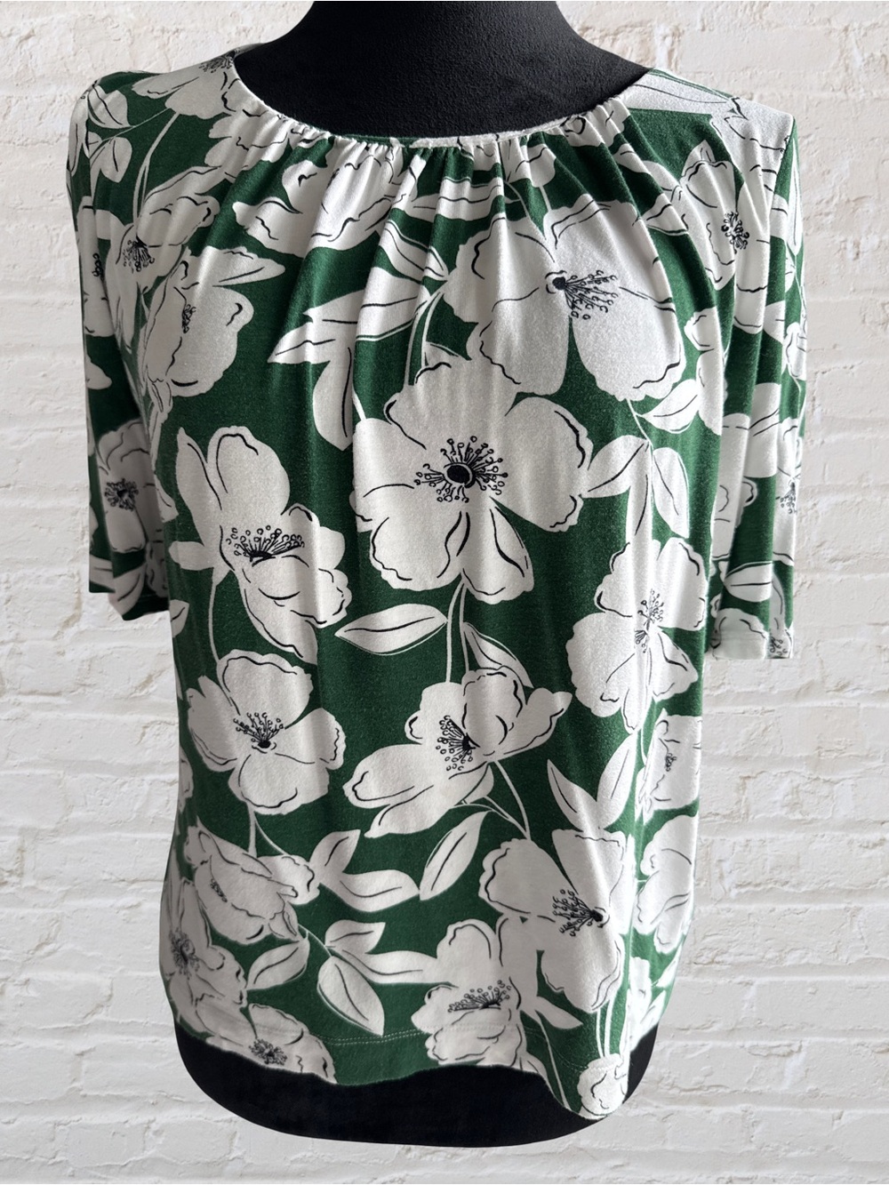 Hobbs London Green Floral Scoop Neck Top
